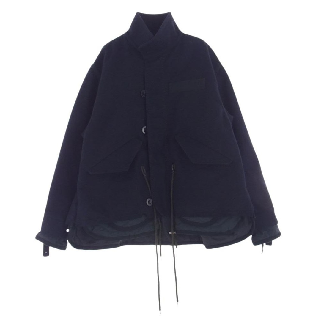 sacai(サカイ)のSacai サカイ ブルゾン 22AW 22-02884M Wool Melton Blouson ウール メルトン ブルゾン フルジップ レイヤード ジャケット ダークネイビー系 3【中古】 メンズのジャケット/アウター(その他)の商品写真