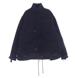 サカイ(sacai)のSacai サカイ ブルゾン 22AW 22-02884M Wool Melton Blouson ウール メルトン ブルゾン フルジップ レイヤード ジャケット ダークネイビー系 3【中古】(その他)