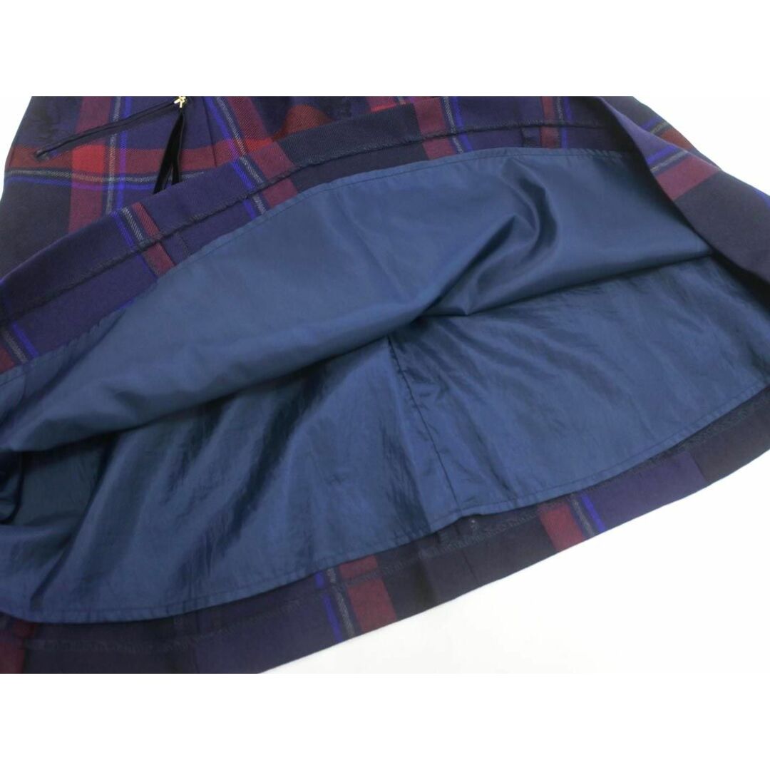 Yorkland(ヨークランド)のヨークランド ウール100% チェック Aライン 台形 スカート size11/紺 ◇■ レディース レディースのスカート(ミニスカート)の商品写真