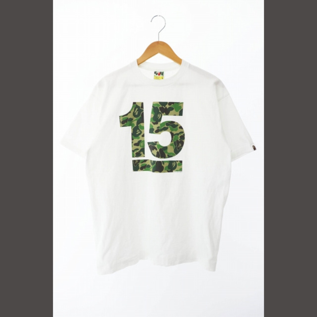 A BATHING APE(アベイシングエイプ)のアベイシングエイプ 15周年 記念 カモ柄 プリント 半袖Tシャツ L 白 メンズのトップス(Tシャツ/カットソー(半袖/袖なし))の商品写真