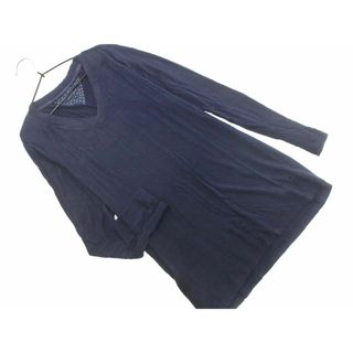 トミーヒルフィガー(TOMMY HILFIGER)のトミーヒルフィガー Vネック カットソー sizeS/紺 ■◇ レディース(カットソー(長袖/七分))