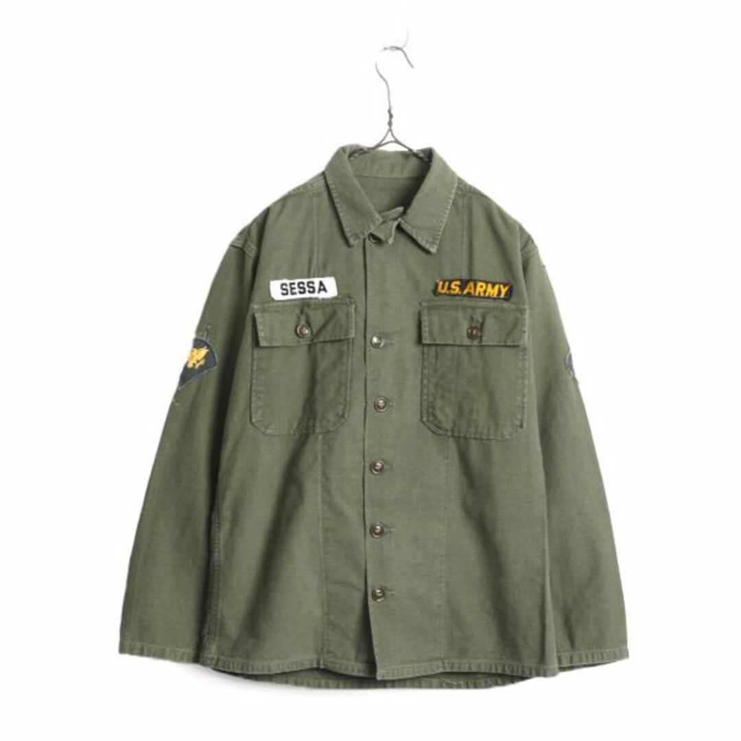 50s 米軍実物 US ARMY コットン サテン ユーティリティ シャツ SMALL 