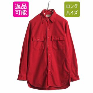 エルエルビーン(L.L.Bean)の80s エルエルビーン コットン シャモア クロス シャツ メンズ M / 古着 80年代 ヴィンテージ 旧タグ LLBean 長袖シャツ フランネル ネル 赤(シャツ)