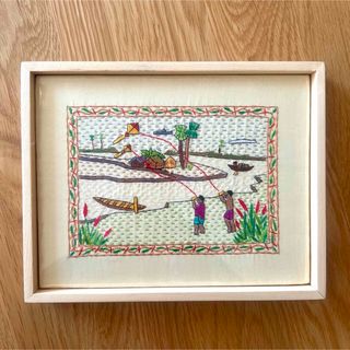 ピープルツリー(People Tree)のハンドメイド◎刺繍絵 刺し子 手仕事 手刺繍(絵画/タペストリー)