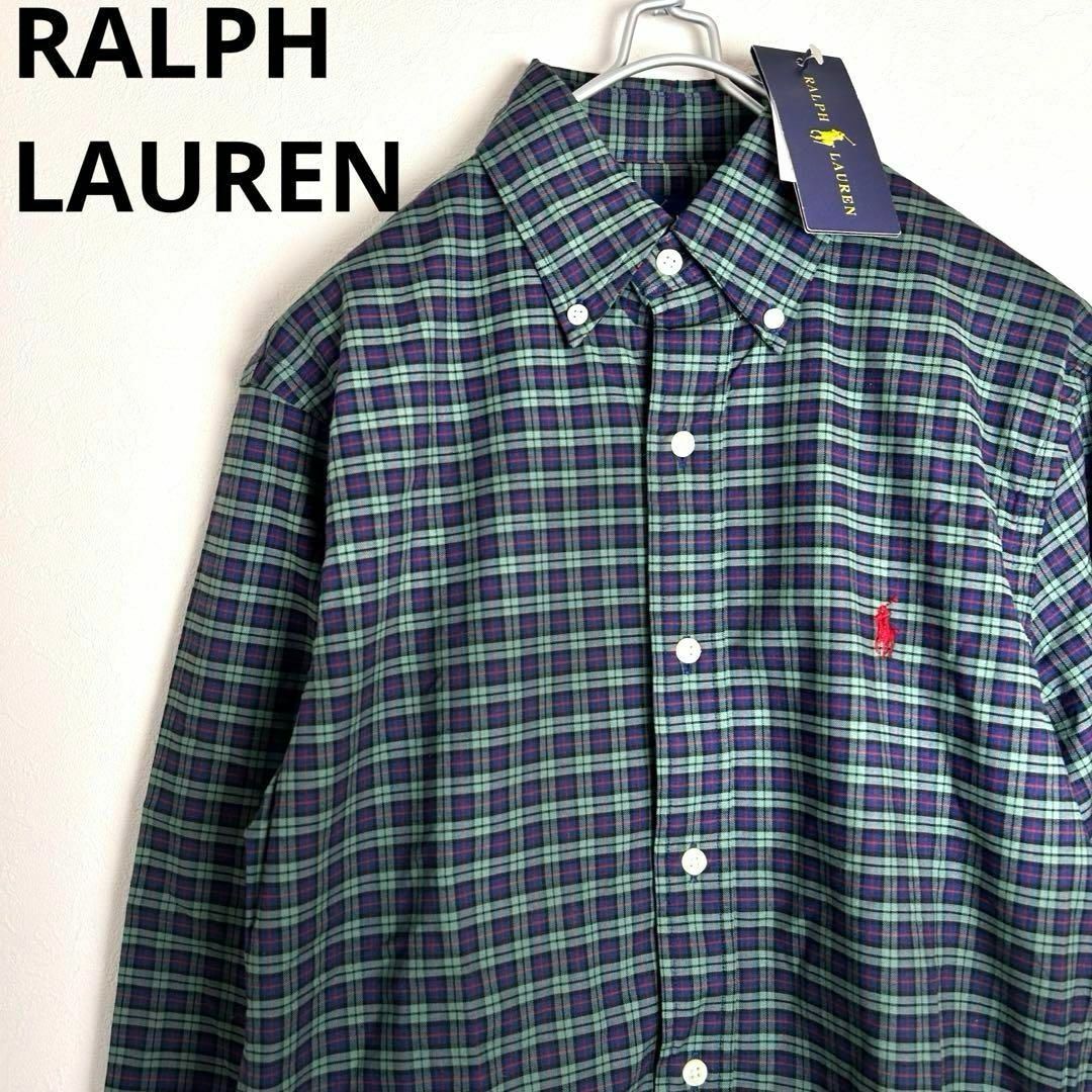POLO RALPH LAUREN(ポロラルフローレン)の新品タグ付き ラルフローレン タータンチェックBDシャツ グリーン メンズのトップス(Tシャツ/カットソー(七分/長袖))の商品写真