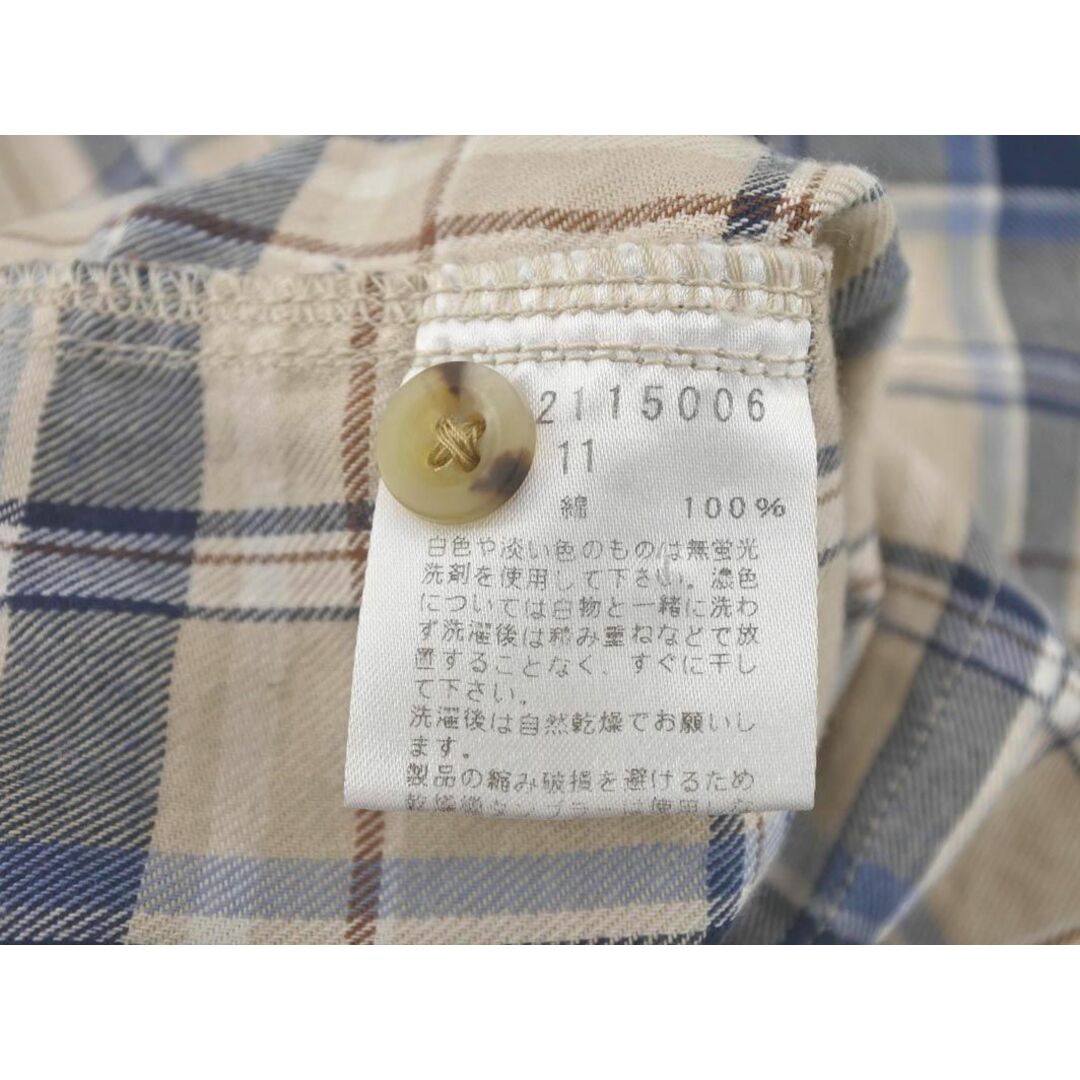 EASTBOY(イーストボーイ)のEASTBOY イーストボーイ チェック 長袖 シャツ size11/ベージュｘ紺 ◇■ レディース レディースのトップス(シャツ/ブラウス(長袖/七分))の商品写真