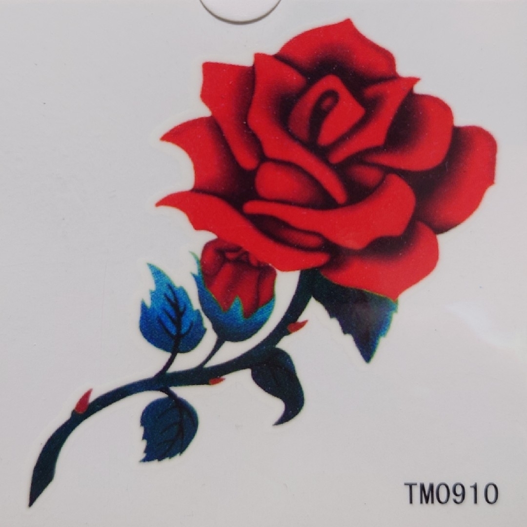 タトゥーシール ワンポイント 真っ赤な薔薇 レッドローズ 赤いバラ 花 フラワー エンタメ/ホビーのコスプレ(アクセサリー)の商品写真