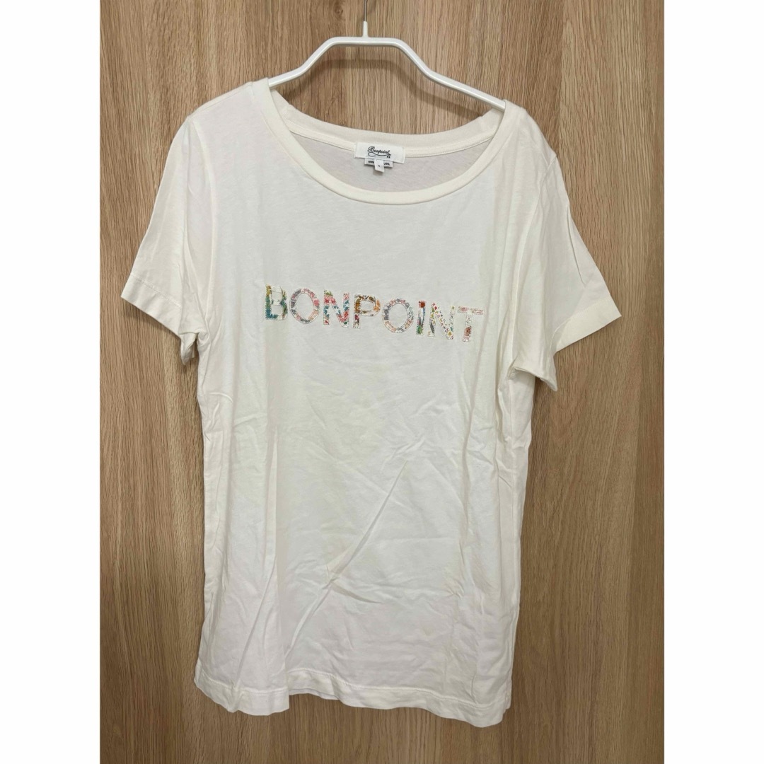 Bonpoint(ボンポワン)のBonpoint ボンポワン パッチワーク ロゴTシャツ レディース S レディースのトップス(Tシャツ(半袖/袖なし))の商品写真