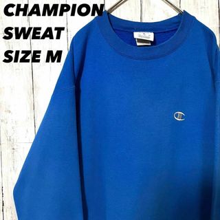 チャンピオン(Champion)のUS古着　チャンピオン　ワンポイント刺繍ロゴスエットトレーナーM青ユニセックス(その他)