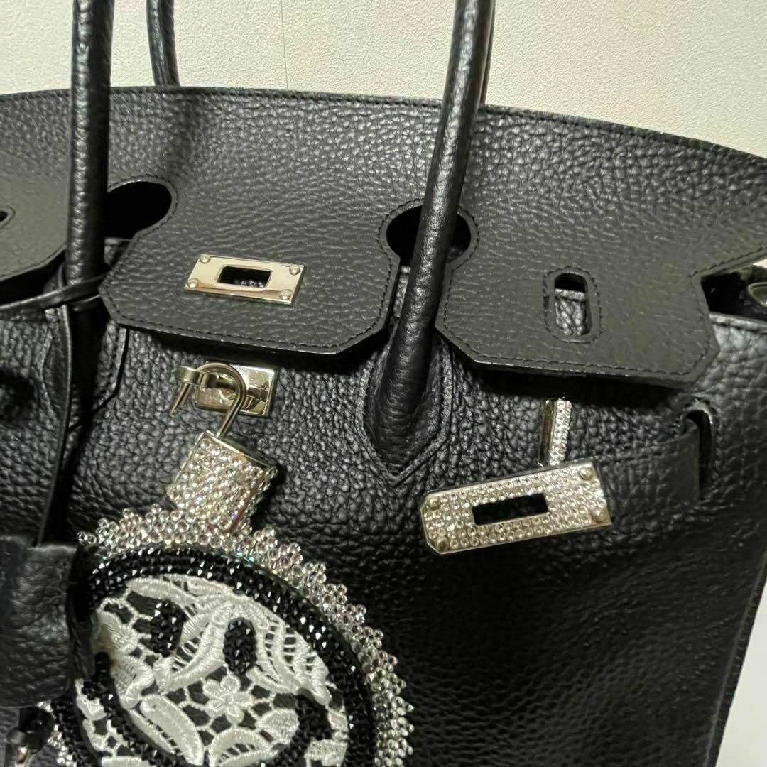 スマイルロゴ ラインストーン ケリーバッグ ハンドバッグ ブラック 美品 レディースのバッグ(ハンドバッグ)の商品写真