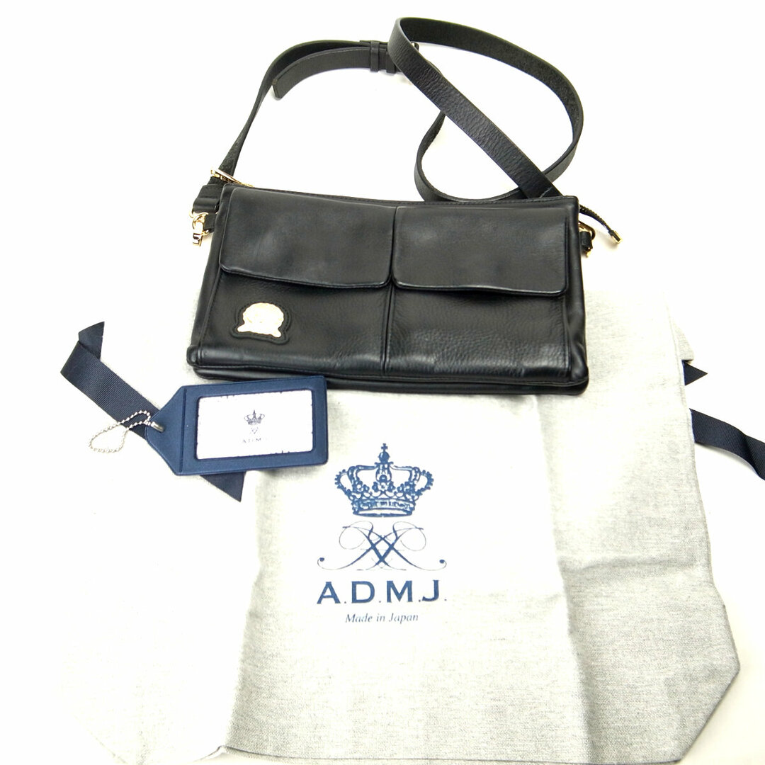 目立った傷や汚れなし ADMJ レザーショルダーバッグ 黒 斜め掛け レディース 女性 レディースのバッグ(ショルダーバッグ)の商品写真
