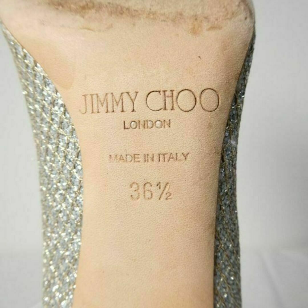 JIMMY CHOO(ジミーチュウ)の美品 JIMMY CHOO グリッター ラウンドトゥ ハイヒール パンプス レディースの靴/シューズ(ハイヒール/パンプス)の商品写真