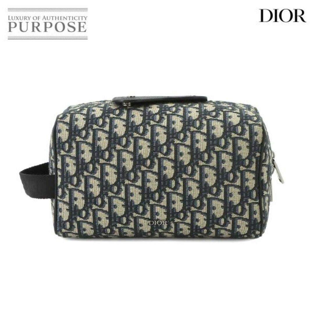 Christian Dior(クリスチャンディオール)の新品同様 クリスチャン ディオール Christian Dior オブリーク ランゴ ポーチ キャンバス レザー ネイビー ブラック VLP 90225511 メンズのバッグ(その他)の商品写真