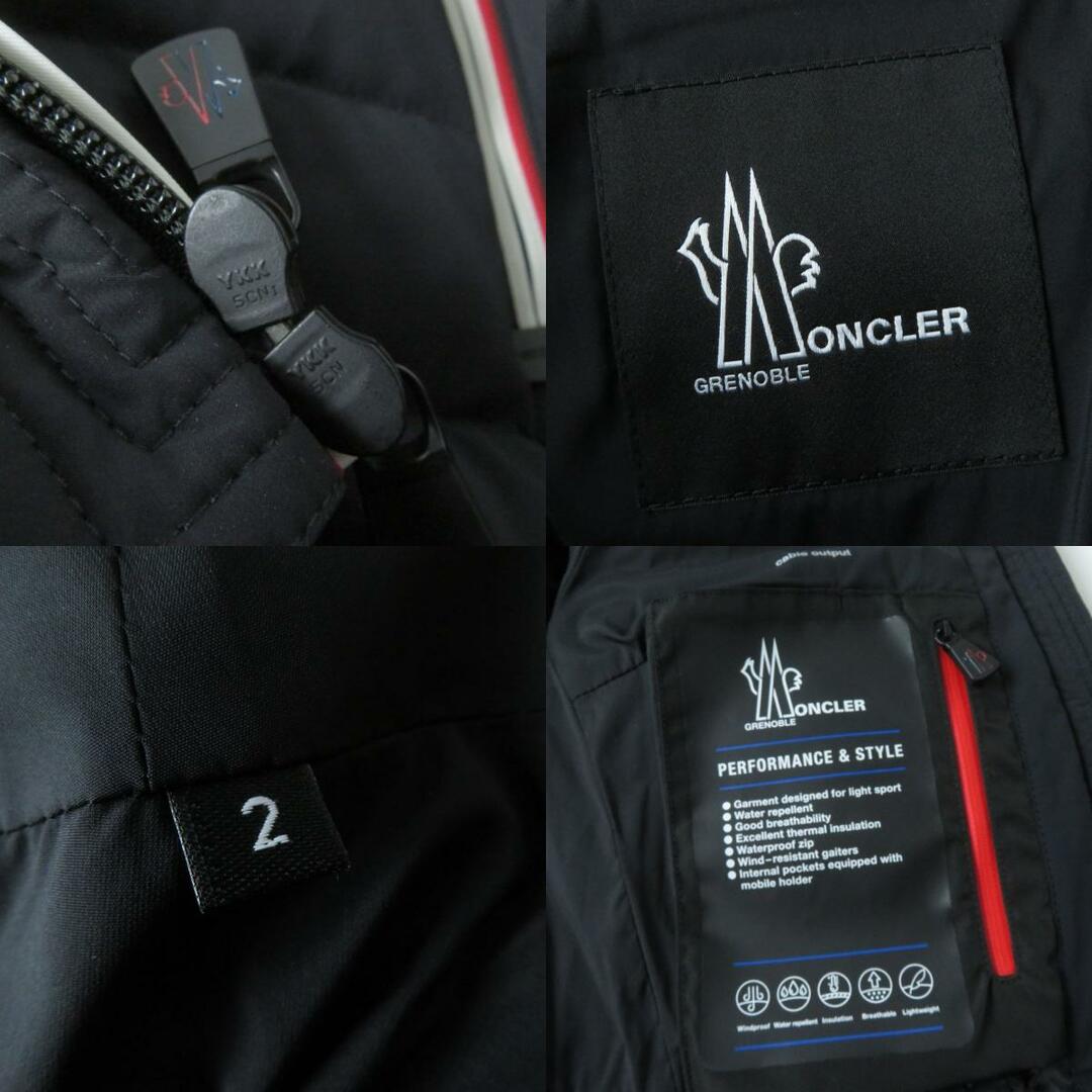 MONCLER(モンクレール)の極美品☆正規品 MONCLER GRENOBLE モンクレールグルノーブル BRUCHE 21年 ベルト・ロゴワッペン・フード付き ダウンジャケット 黒×赤 2 レディースのジャケット/アウター(ダウンジャケット)の商品写真