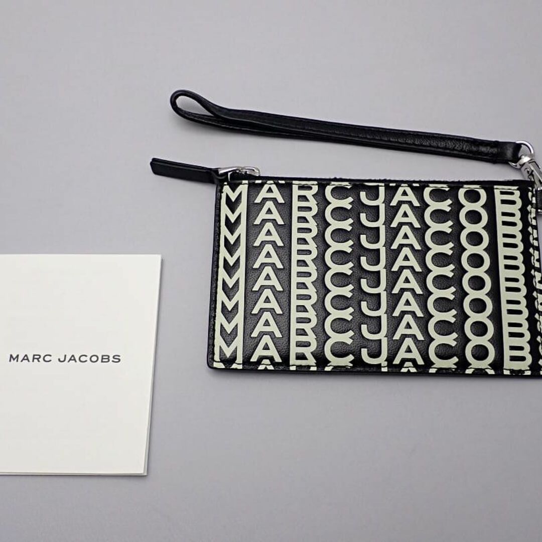 MARC JACOBS(マークジェイコブス)のMARC JACOBS マークジェイコブス ザ トップ ジップ リストレット ウォレット S153L03FA22 フラグメントケース ブラックｘホワイト 中古A 【送料無料】 A-8424【質屋出品】 レディースのファッション小物(コインケース)の商品写真