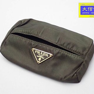 プラダ(PRADA)のPRADA プラダ ポケットティッシュケース テスート ブラックブラウン ゴールド金具 中古B+ 【送料無料】 A-8423【質屋出品】(その他)