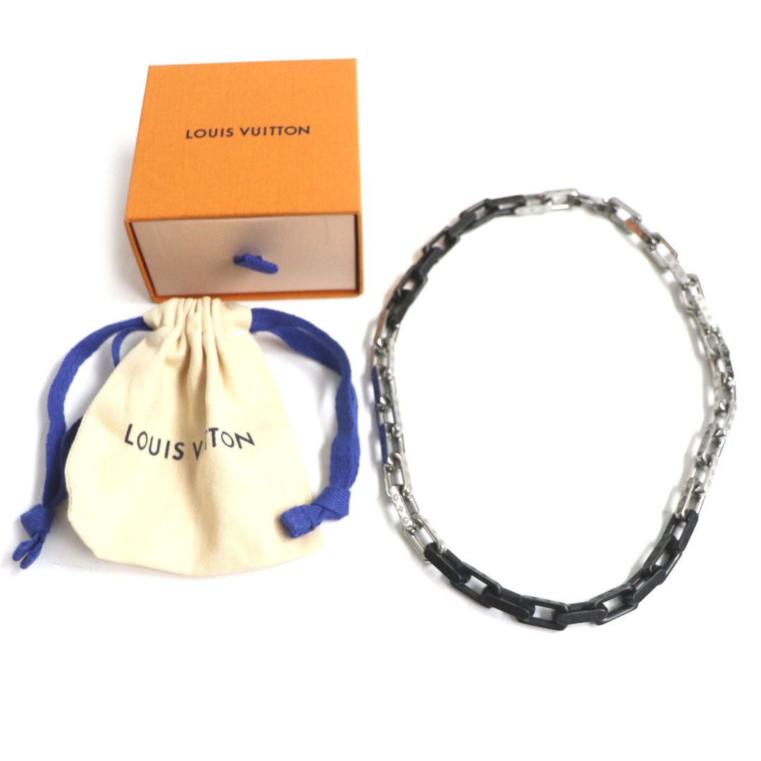 LOUIS VUITTON(ルイヴィトン)の美品 LOUIS VUITTON ルイヴィトン M00677 モノグラム チェーン ネックレス シルバー ブラック 箱・保存袋付き イタリア製 メンズ メンズのアクセサリー(ネックレス)の商品写真