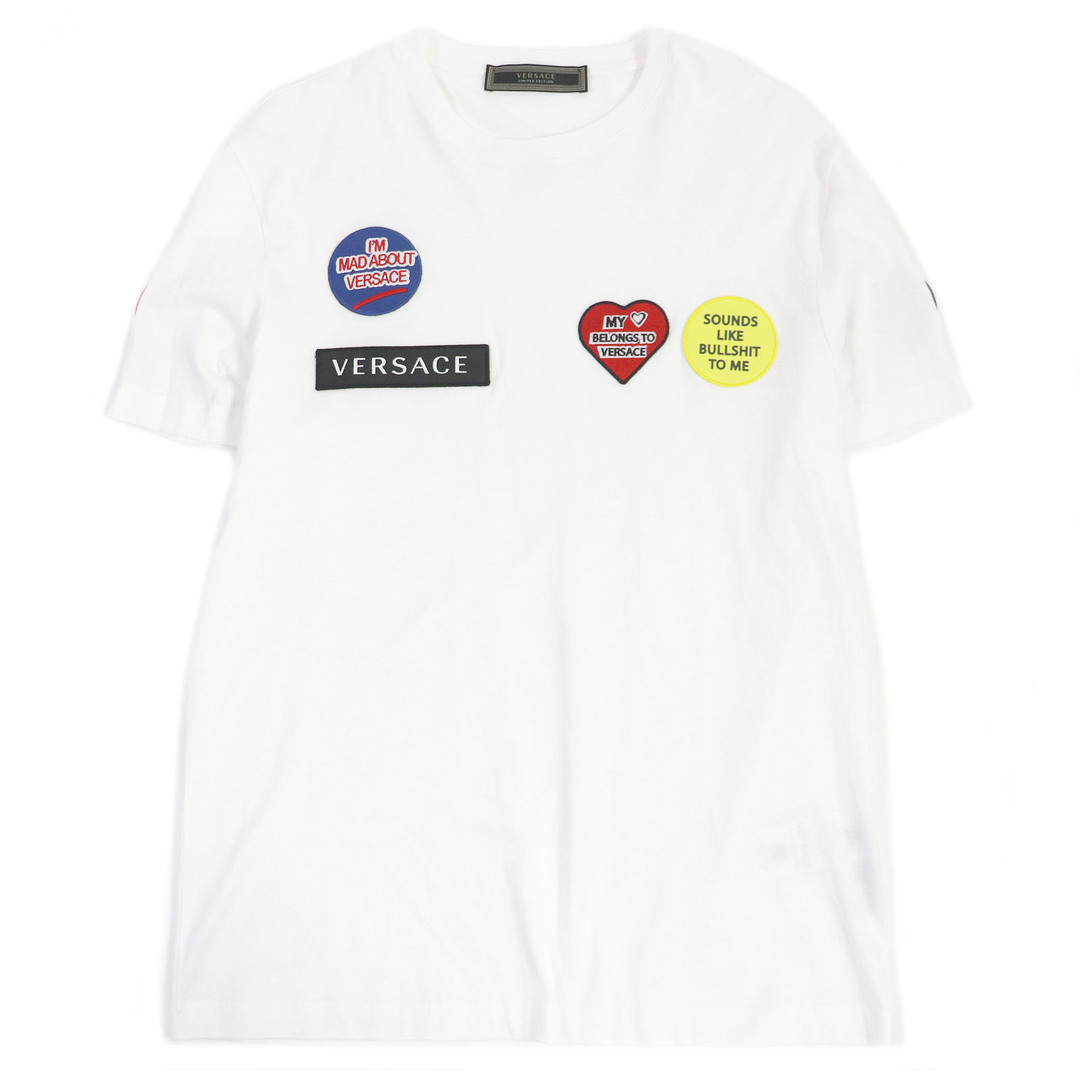 VERSACE(ヴェルサーチ)の極美品 VERSACE ヴェルサーチ 2019年製 A85834 コットン LIMITED EDITION ワッペンデザイン 半袖Ｔシャツ ホワイト M イタリア製 正規品 メンズ メンズのトップス(Tシャツ/カットソー(半袖/袖なし))の商品写真