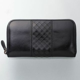 ボッテガヴェネタ(Bottega Veneta)のK3718M ボッテガ イントレ 本革 黒 ラウンドジップ 長財布 ITALY製(長財布)