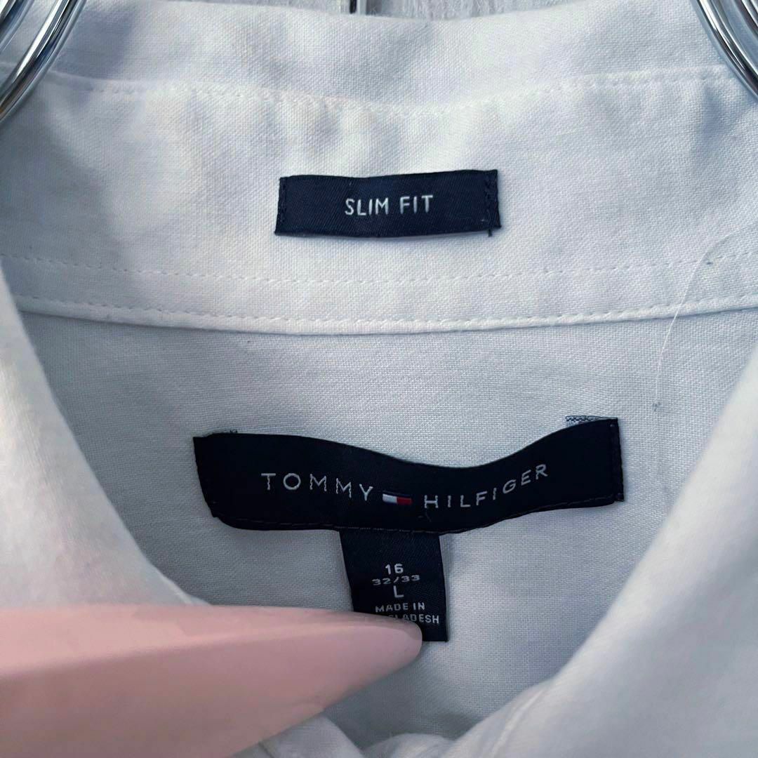 TOMMY HILFIGER(トミーヒルフィガー)のアメリカ古着　トミーヒルフィガー　ワイドスプレッドシャツ　サイズL 白TOMMY その他のその他(その他)の商品写真