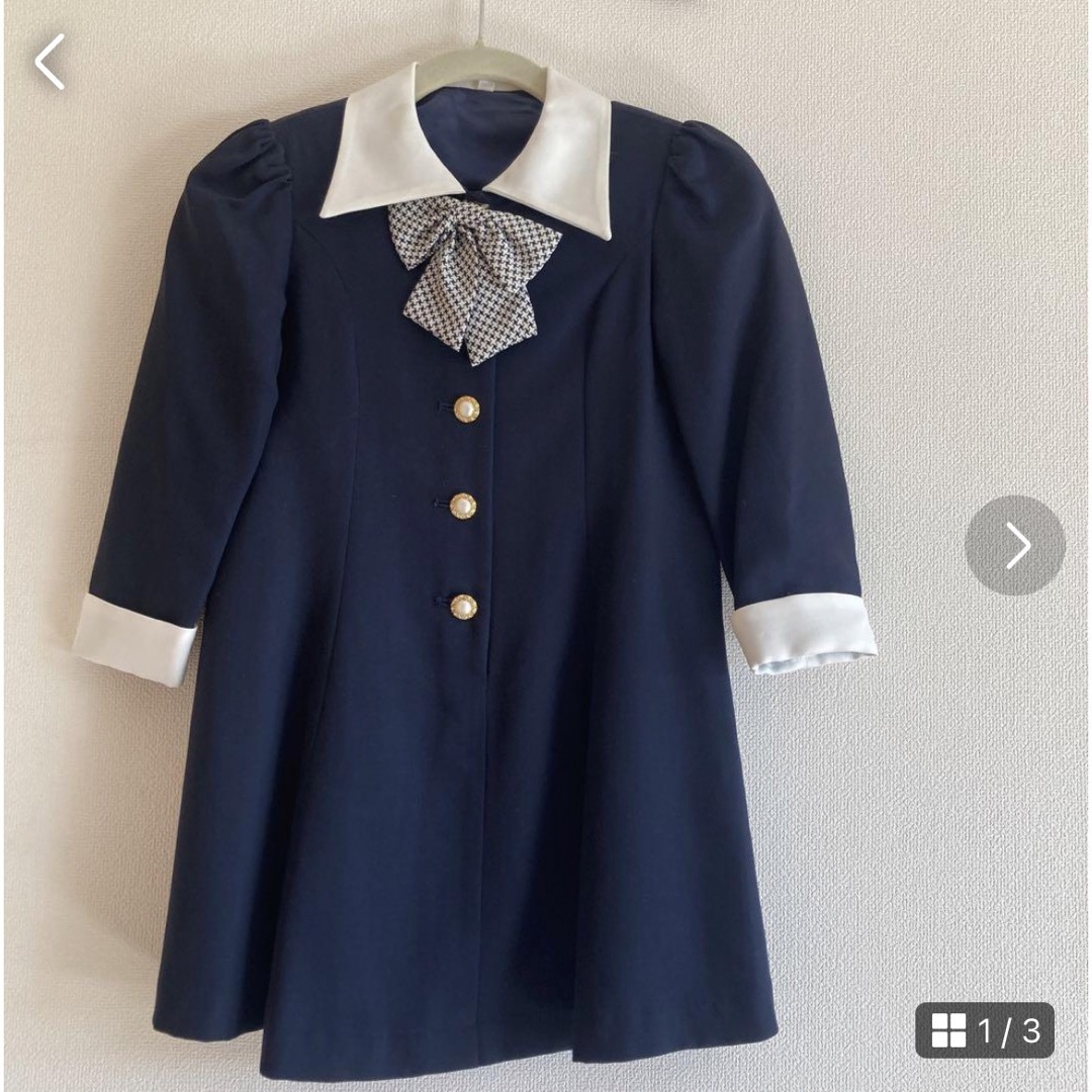 日本製　卒園式　入学式　冠婚葬祭　紺色ワンピース キッズ/ベビー/マタニティのキッズ服女の子用(90cm~)(ドレス/フォーマル)の商品写真