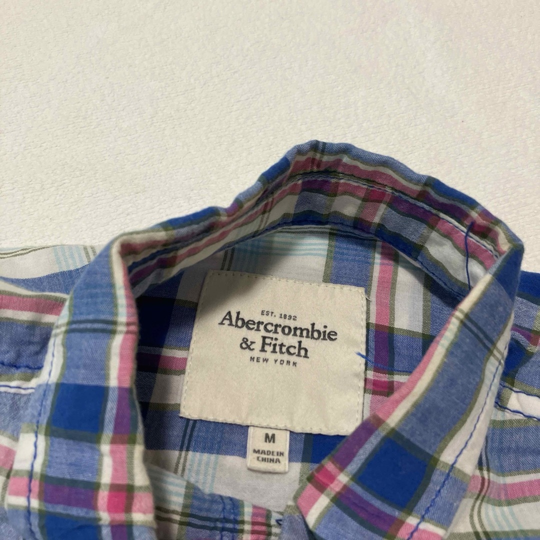 Abercrombie&Fitch(アバクロンビーアンドフィッチ)のアバクロンビーアンドフィッチ レディース　チェックシャツ　コットンMサイズブルー レディースのトップス(シャツ/ブラウス(長袖/七分))の商品写真