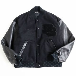 ウィンダンシー(WIND AND SEA)の美品●WIND AND SEA ウィンダンシー×DELUXE デラックス 21ADWS5000 VARSITY JKT 袖カウレザー スタジャン/ブルゾン ブラック S 日本製(その他)