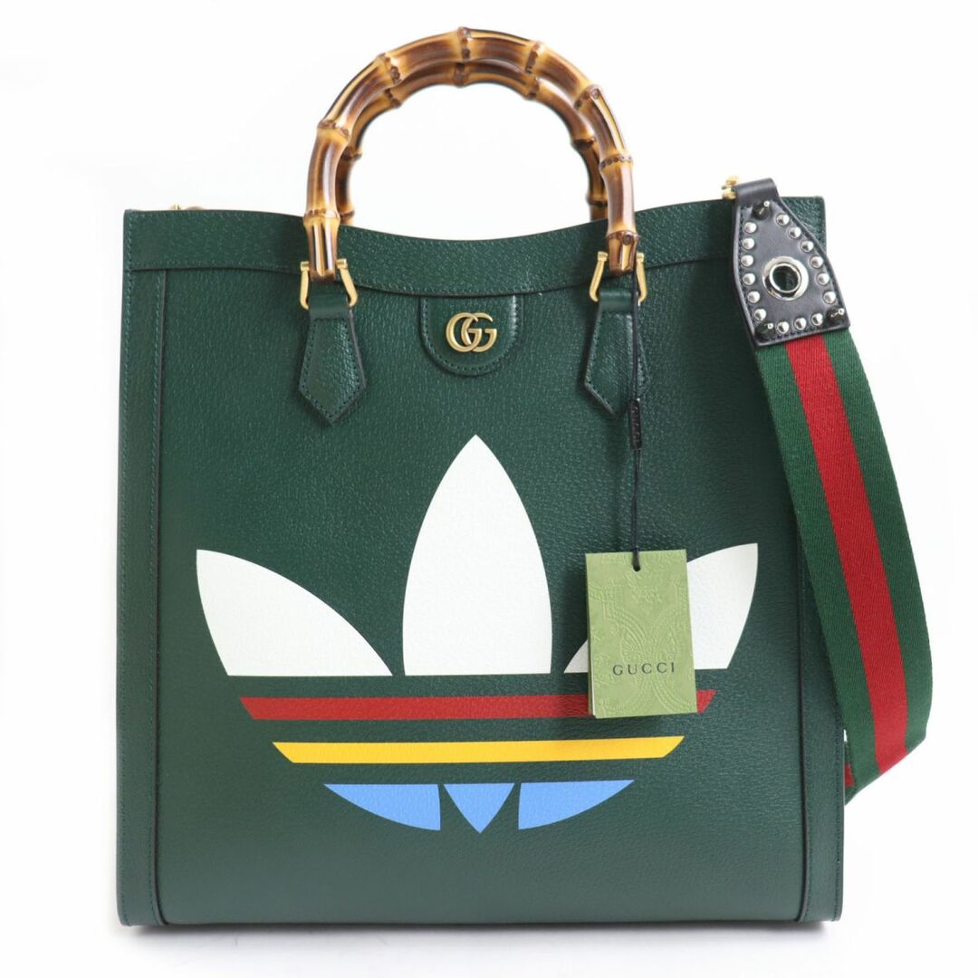 Gucci(グッチ)の未使用品★定価902000円 GUCCI×adidas グッチ×アディダス 721080 ダイアナ ラージ トートバッグ ダークグリーン 伊製 箱・保存袋付き メンズのバッグ(トートバッグ)の商品写真