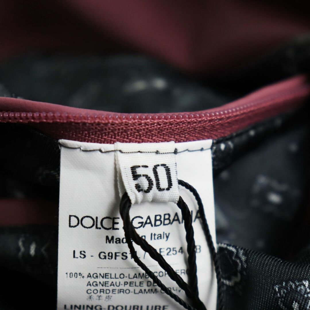 DOLCE&GABBANA(ドルチェアンドガッバーナ)の未使用品●定価368500円 ドルチェ＆ガッバーナ G9FS1L ラムスキン ZIPUP レザーブルゾン/ボンバージャケット ピンク×グレー 50  伊製 正規 メンズのジャケット/アウター(その他)の商品写真