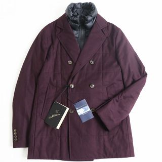 ロロピアーナ(LORO PIANA)の未使用品●定価161700円 モンテコーレ 2720I234X シルク混 Super150's ロロピアーナ生地 RAIN SYSTEM ダウンレイヤードPコート 赤 52 正規　q05-st30325-331(ピーコート)