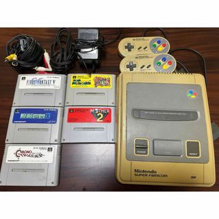 スーパーファミコン(スーパーファミコン)の【値下げ】【ソフト5点・ケーブルセット】スーパーファミコン本体&コントローラー(家庭用ゲーム機本体)