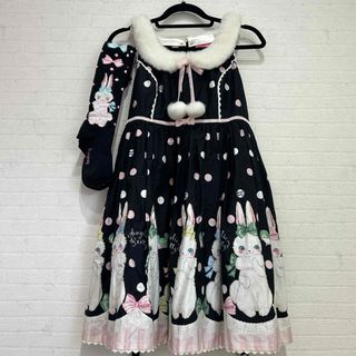 アンジェリックプリティー(Angelic Pretty)のアンジェリックプリティ　マシュマロバニー　ラックジャンパースカート　オーバーニー(ひざ丈ワンピース)