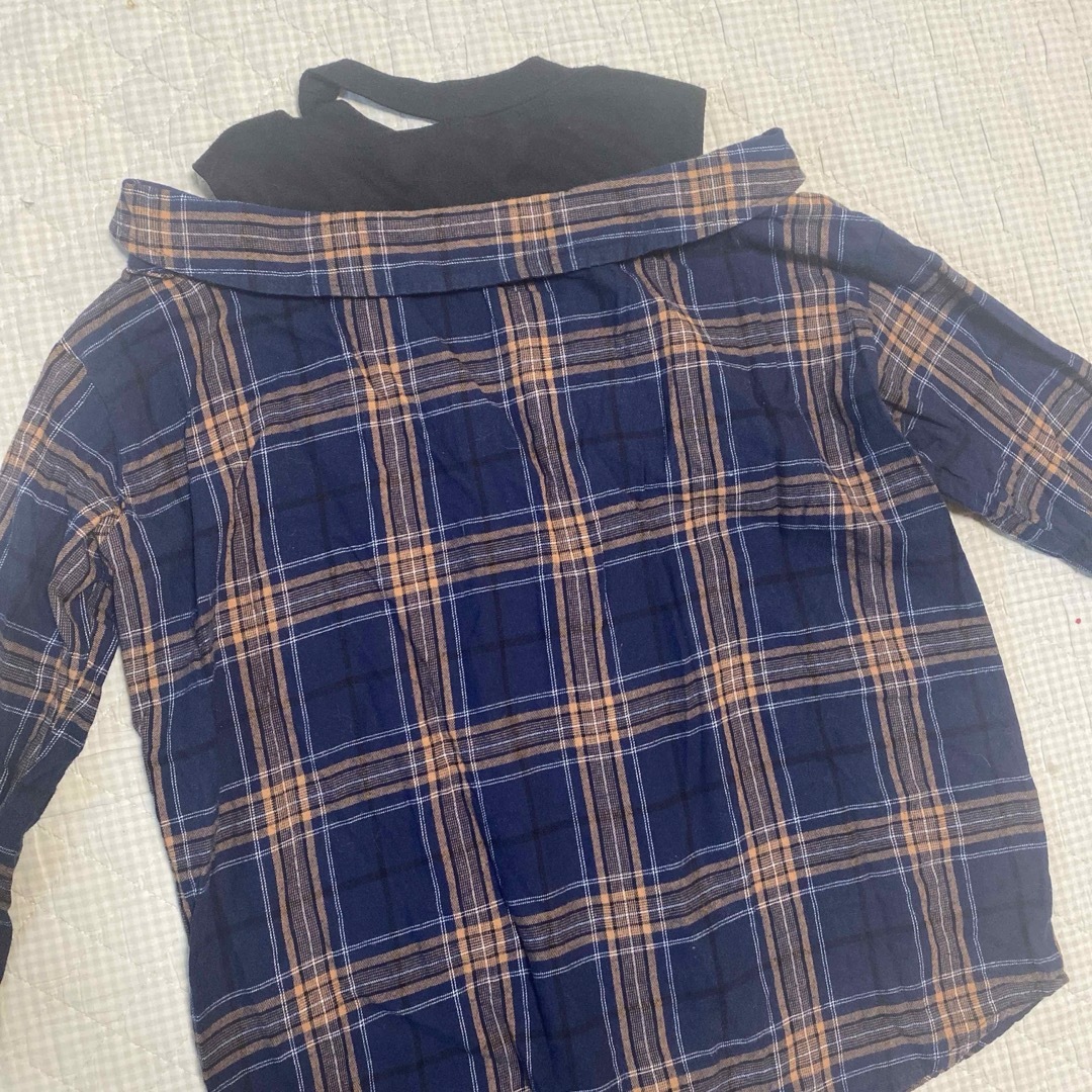 女の子　ドッキング　シャツ　肩開き　150センチ キッズ/ベビー/マタニティのキッズ服女の子用(90cm~)(ブラウス)の商品写真