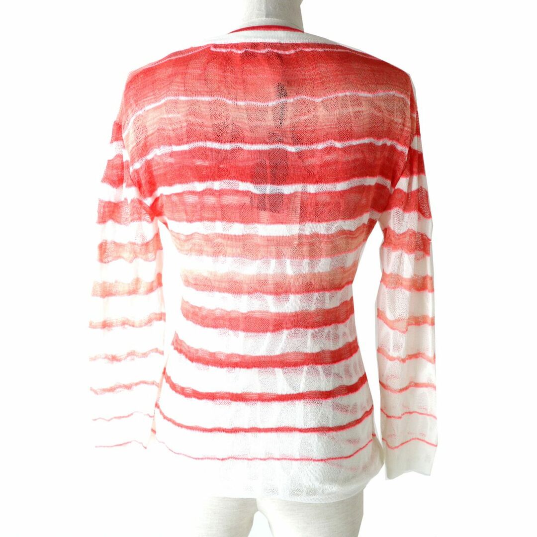 MISSONI(ミッソーニ)の未使用品◎正規品 伊製 MISSONI ミッソーニ 169513・169516 レディース アンサンブル カーディガン×半袖ニット 朱色×白 42・40 タグ付き レディースのトップス(ニット/セーター)の商品写真