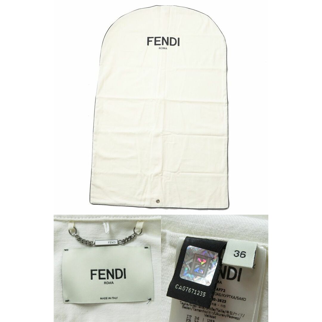 FENDI(フェンディ)の極美品◇正規品 フェンディ×ジョシュアヴィーダス 20AW FLF637 TROMPE LOEIL トロンプルイユ エンボス デニムジャケット ホワイト 36 伊製 レディースのジャケット/アウター(Gジャン/デニムジャケット)の商品写真