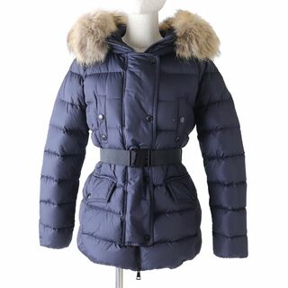 モンクレール(MONCLER)の美品◇国内正規品 MONCLER モンクレール 16-17AW CLION クリオン ファー・フード・ベルト付 ZIP ダウンジャケット ネイビー レディース 0(ダウンジャケット)