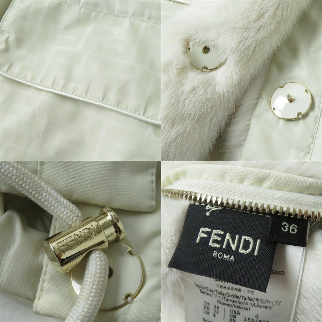 FENDI(フェンディ)の極美品◇正規品 FENDI フェンディ 21AW FNE03L フード付 ズッカ柄×ミンクファー ZIP UP リバーシブルジャケット ライトベージュ 36 伊製 レディースのジャケット/アウター(その他)の商品写真