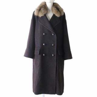 フォクシー(FOXEY)の美品◇正規品 FOXEY フォクシー 38756 襟セーブルファー付 裏地シルク カシミヤ50% 超ロングコート ダークブラウン 焦げ茶 レディース 40(その他)