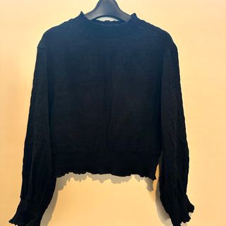 ダブルクローゼット(w closet)のダブルクローゼット　ハイネックブラウス　黒　Free(シャツ/ブラウス(長袖/七分))