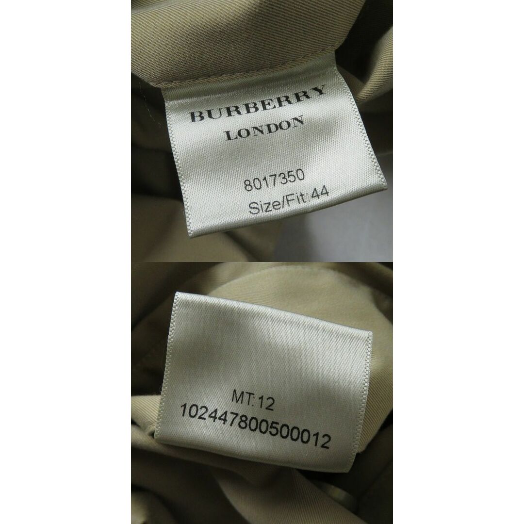 BURBERRY(バーバリー)の良品◇国内正規品 BURBERRY バーバリー イングランド製 裏地チェック柄 ロゴボタン・ベルト付 トレンチコート ベージュ 44 レディース 冬物 レディースのジャケット/アウター(トレンチコート)の商品写真