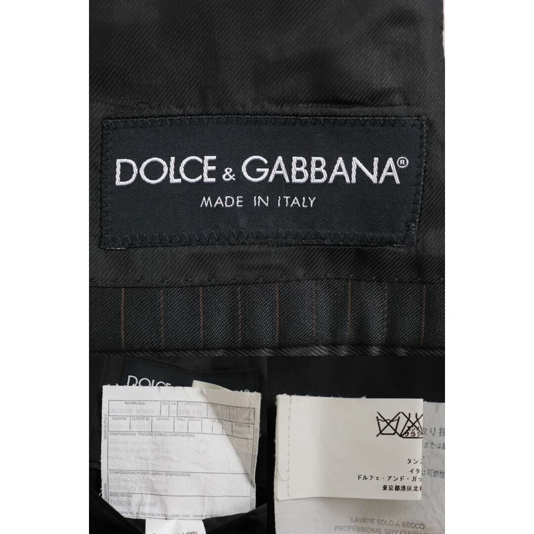 DOLCE&GABBANA(ドルチェアンドガッバーナ)の【ドンドン見直し】美品■伊製 ドルチェ＆ガッバーナ シルク混 ウール ピークドラペル テーラードスーツ 黒 ストライプ 46 7R メンズ メンズのスーツ(セットアップ)の商品写真