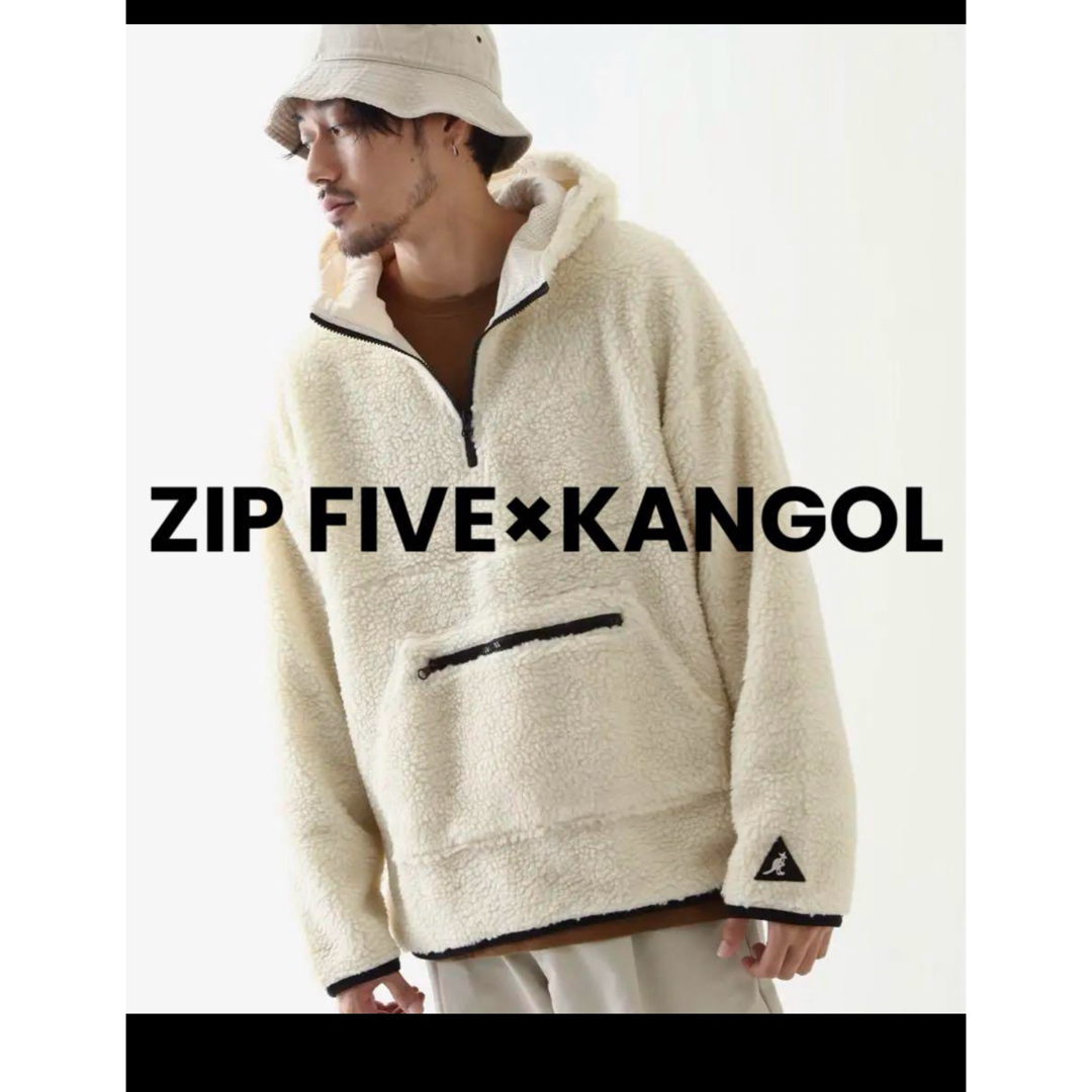 KANGOL(カンゴール)のZIP FIVE×KANGOL シープボアハーフジップビッグアノラック Mサイズ メンズのジャケット/アウター(ブルゾン)の商品写真