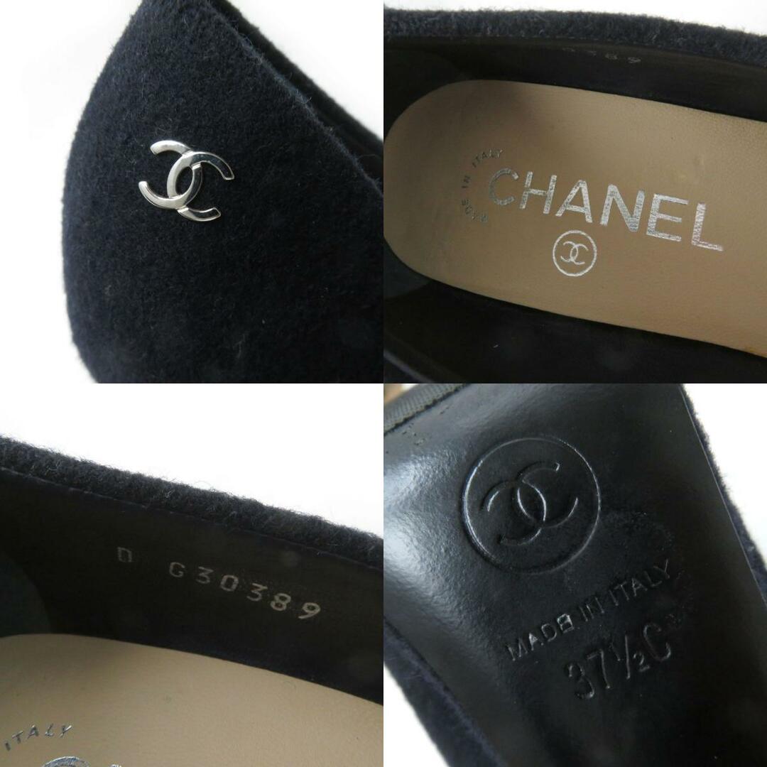 CHANEL(シャネル)の良品☆CHANEL シャネル G30389 ココマーク付 ピンヒール ウール パンプス ダークネイビー×レッド 37 1/2C イタリア製 レディース 箱付き　J04-st30330-751 レディースの靴/シューズ(ハイヒール/パンプス)の商品写真