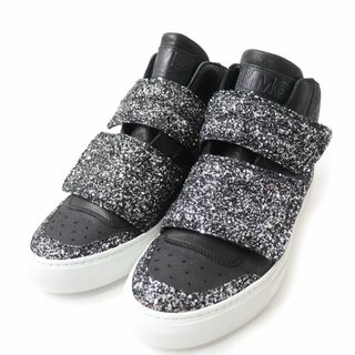 マルタンマルジェラ(Maison Martin Margiela)の極美品☆MM6 Maison Margiela メゾンマルジェラ S40WS0048 グリッター・ラメ クラック ベルクロ レザースニーカー 黒 37 箱・保存袋付き(スニーカー)