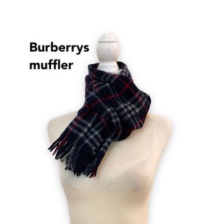 バーバリー(BURBERRY)のBurberrys バーバリーズ　マフラー　ストール　ノバチェック　ウール　濃紺(マフラー/ショール)