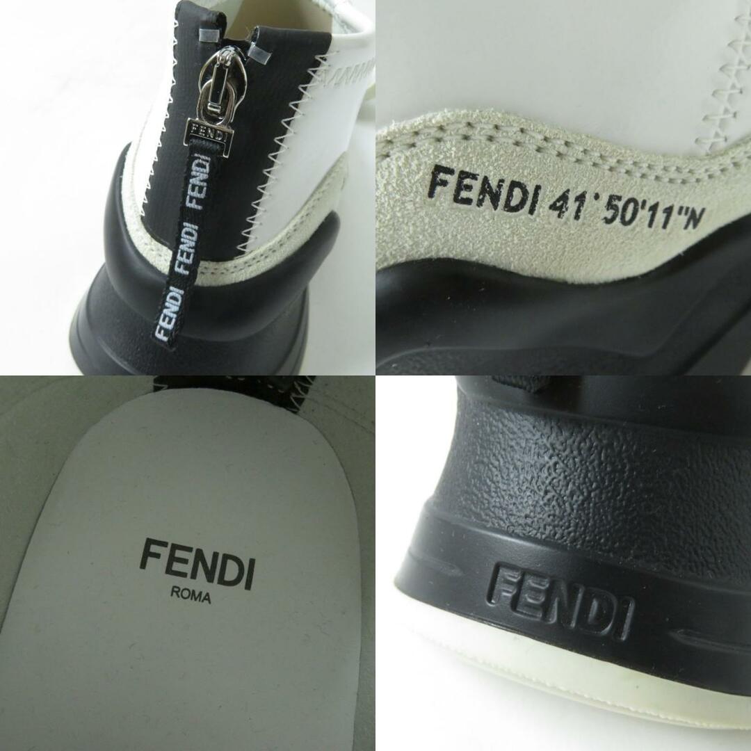 FENDI(フェンディ)の極美品☆FENDI フェンディ 8E6989 フルイド ファブリック ロゴ バックZIP UP ジャガードスニーカー 白×黒 38 レディース 箱・保管袋付き レディースの靴/シューズ(スニーカー)の商品写真