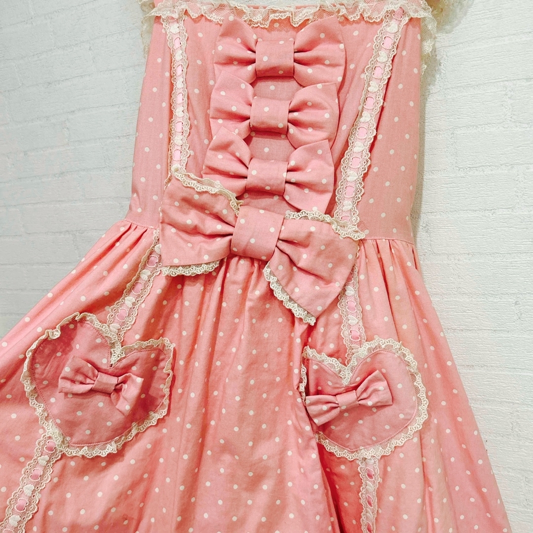 Angelic Pretty(アンジェリックプリティー)のK2 アンジェリックプリティ　ジャンパースカート　ハートポッケ　ピンク レディースのワンピース(ひざ丈ワンピース)の商品写真