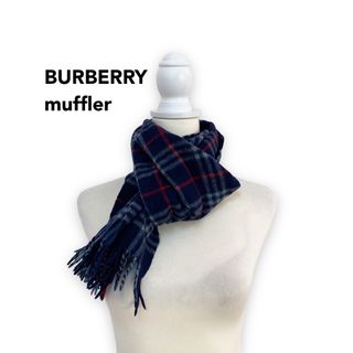 バーバリー(BURBERRY)のBurberry バーバリー　マフラー　ストール　ノバチェック　ウール　ネイビー(マフラー/ショール)