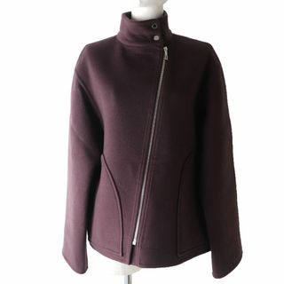 エルメス(Hermes)の未使用品☆正規品 エルメス 21AW セリエボタン付 アシンメトリー カシミヤ100％ ZIP UP ジャケット ブラウン系 40 ハンガー・ガーメント付(その他)