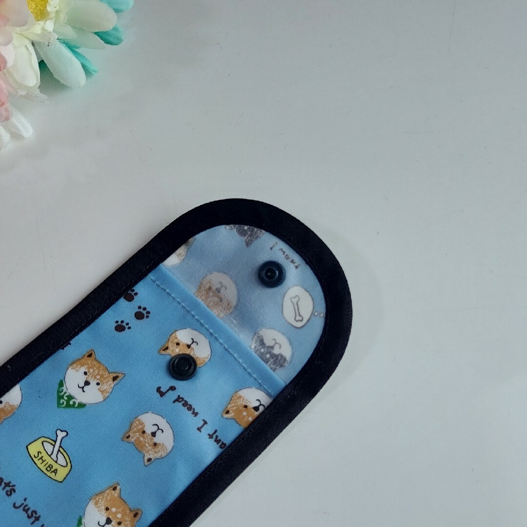 ループ付きリコーダーケース☆柴犬　ブルー ハンドメイドのキッズ/ベビー(バッグ/レッスンバッグ)の商品写真